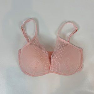 NWOT Victoria's Secret Bra Incredible Plunge Pink Mesh Lace 32DDD B107